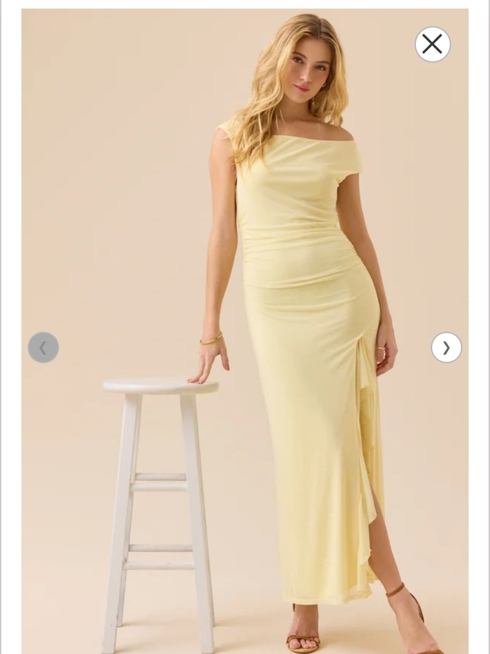 Altar'd State Butter Yellow Off shoulder Maxi Dress